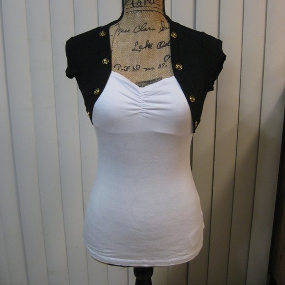 Guess Tops - NWT Guess white black shrug shirt top XS extra small